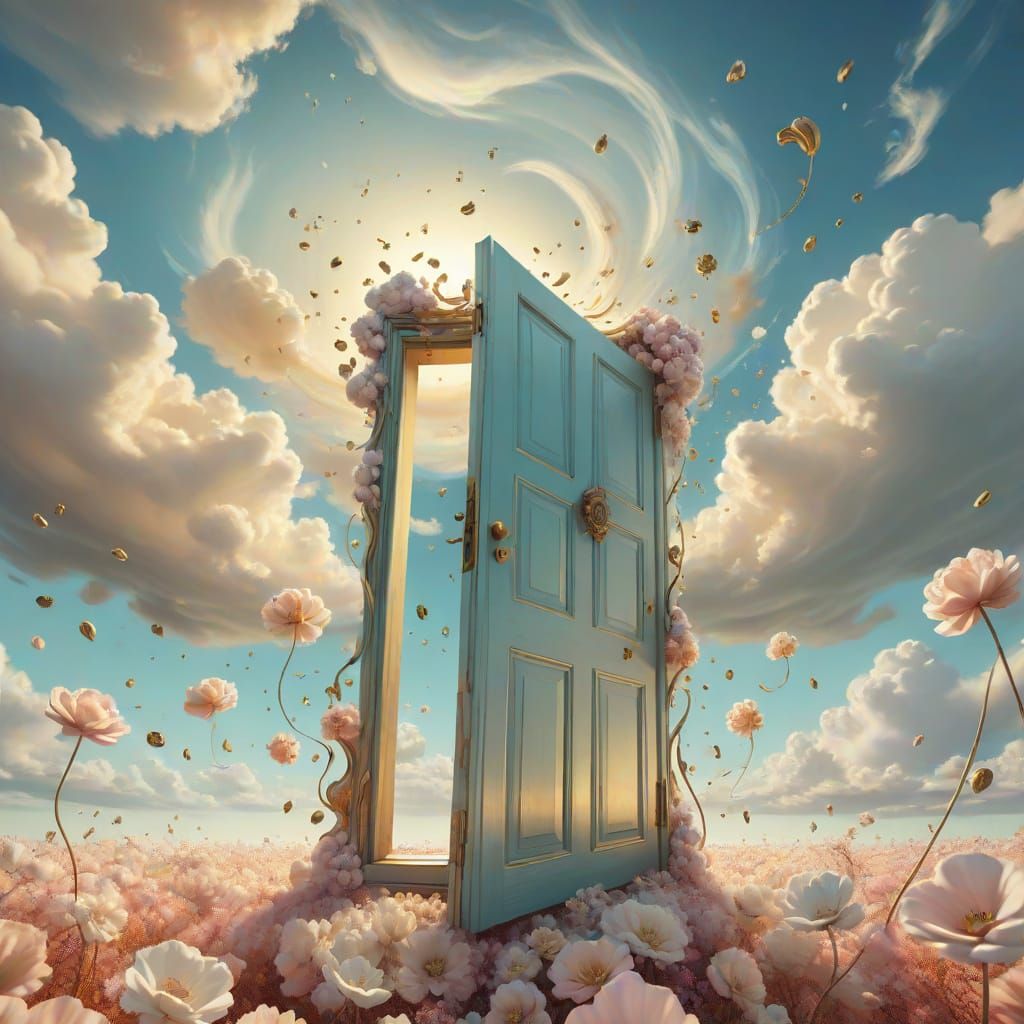 Surreal Floating Door in Sky, Dali Style