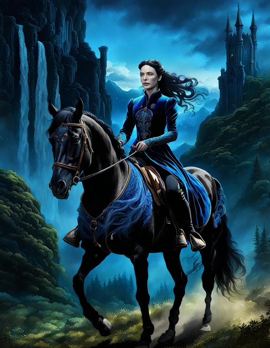Arwen in Blue Velvet: Fantasy Concept Art