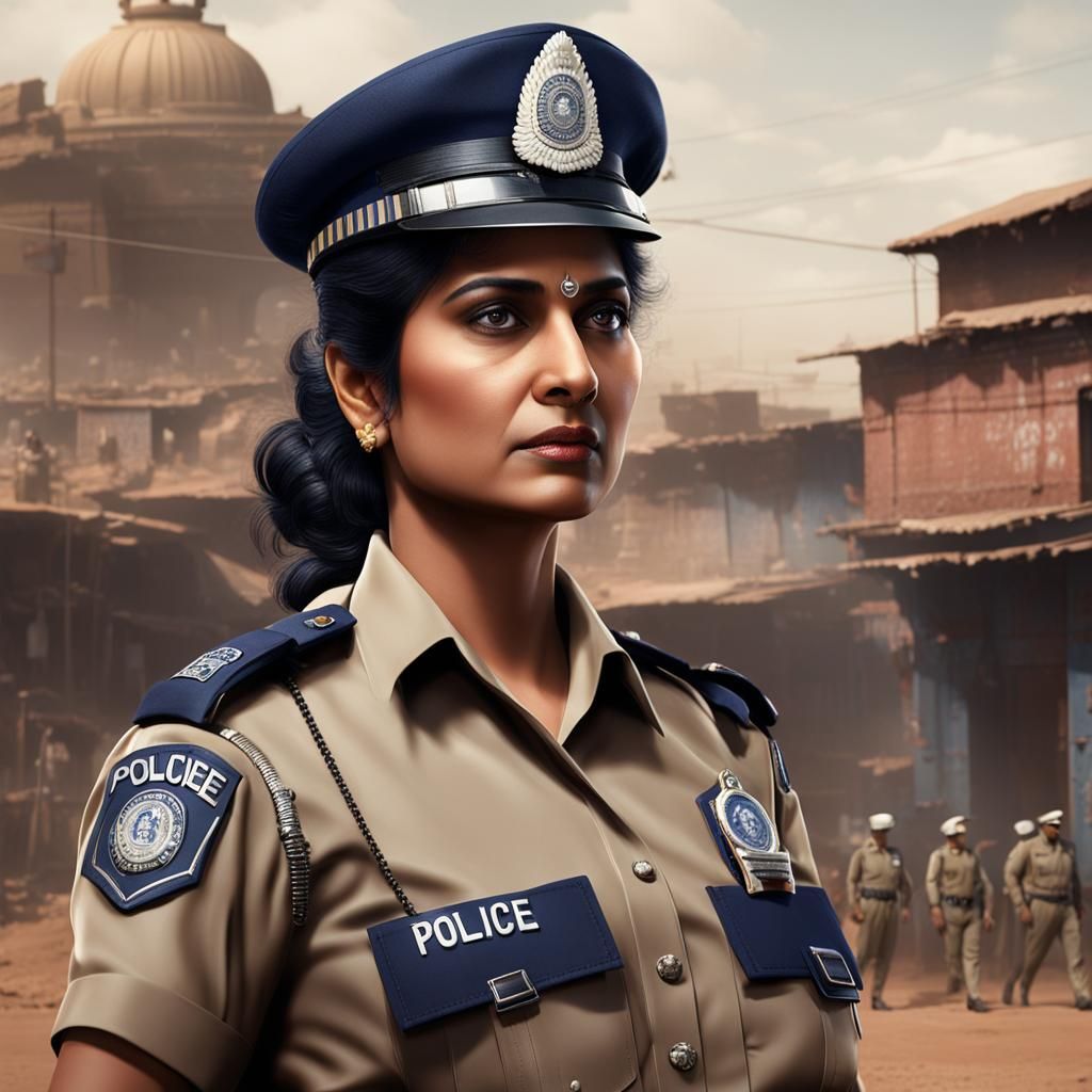 Detailed Matte Painting of Indian Policewoman