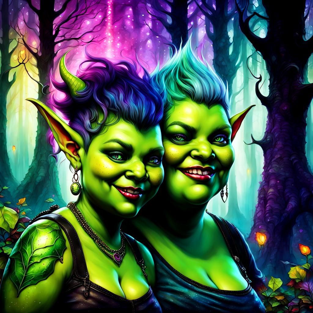 Curvy Goblin and Pixie Friends in Enchanted Forest