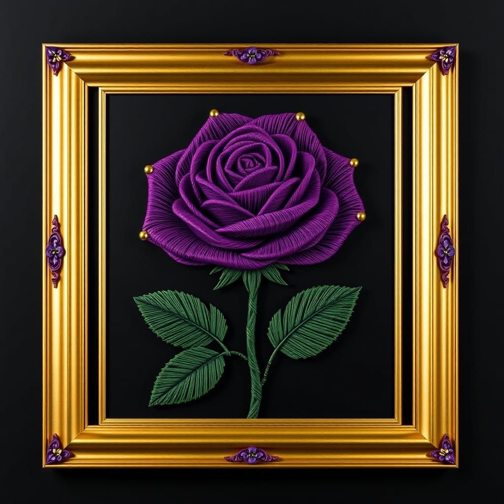 3D String Art Rose with Gold Frame