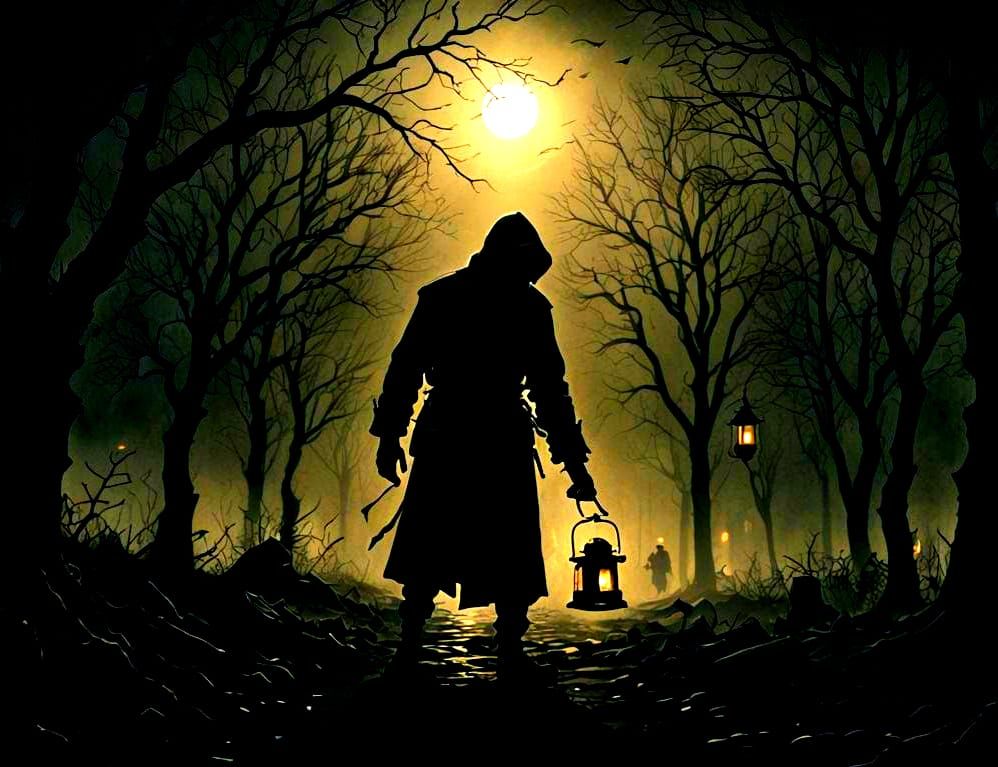 Afraid of My Shadow, Gothic Horror Illustration