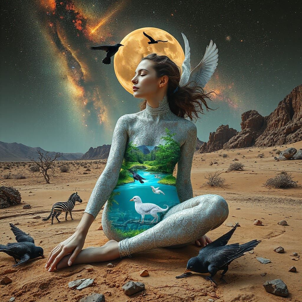 Woman's Earth Body Reveals Bioluminescent Oasis with Inner W...