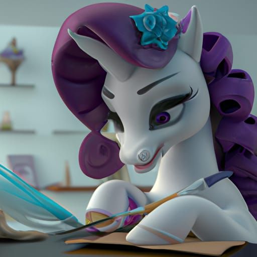 Rarity Sewing a Wedding Dress in 3D