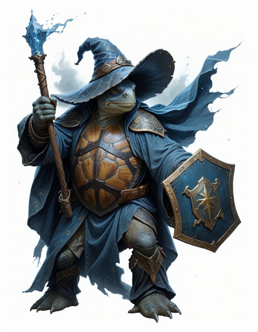 Mystical Turtle Wizard in a Fantasy Oil Painting