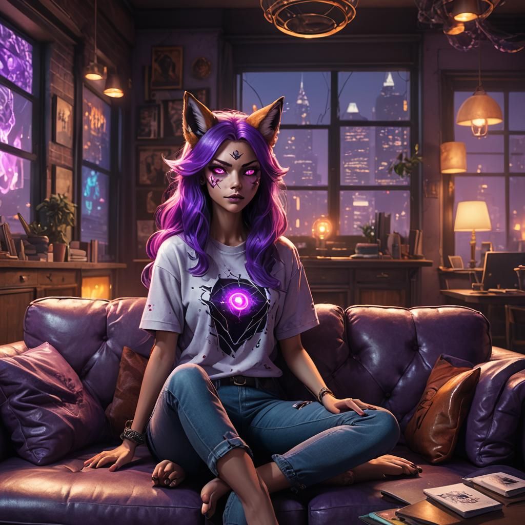 Evil Psychic Fox-Girl Queen in Detailed Matte Painting