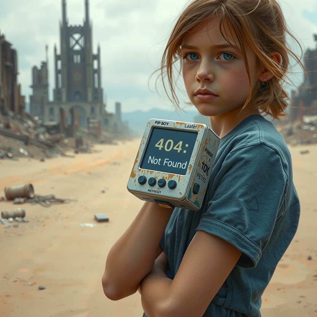 Girl in Ruins of a Post-Apocalyptic City
