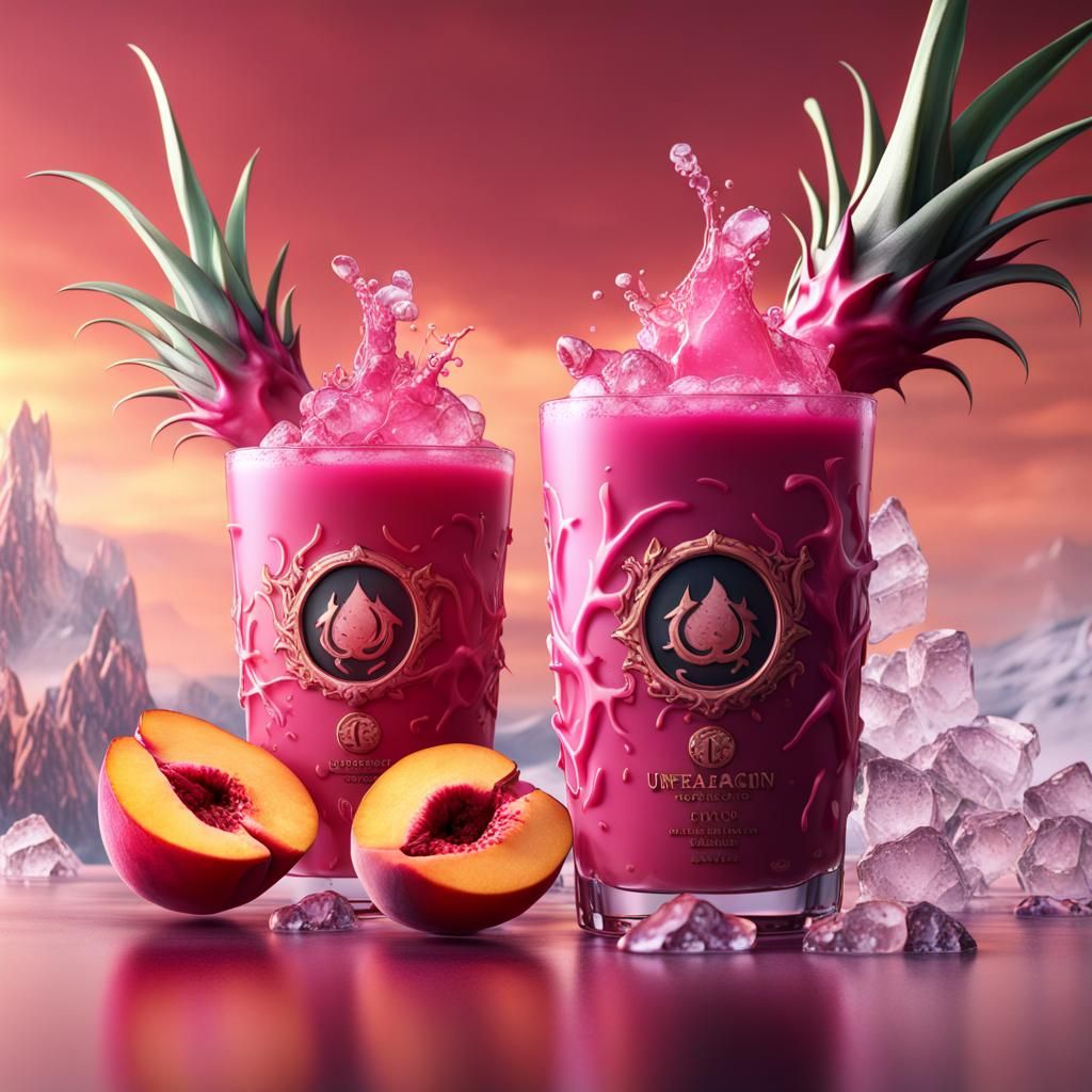 Peach and Dragon Fruit Drink: Matte Painting
