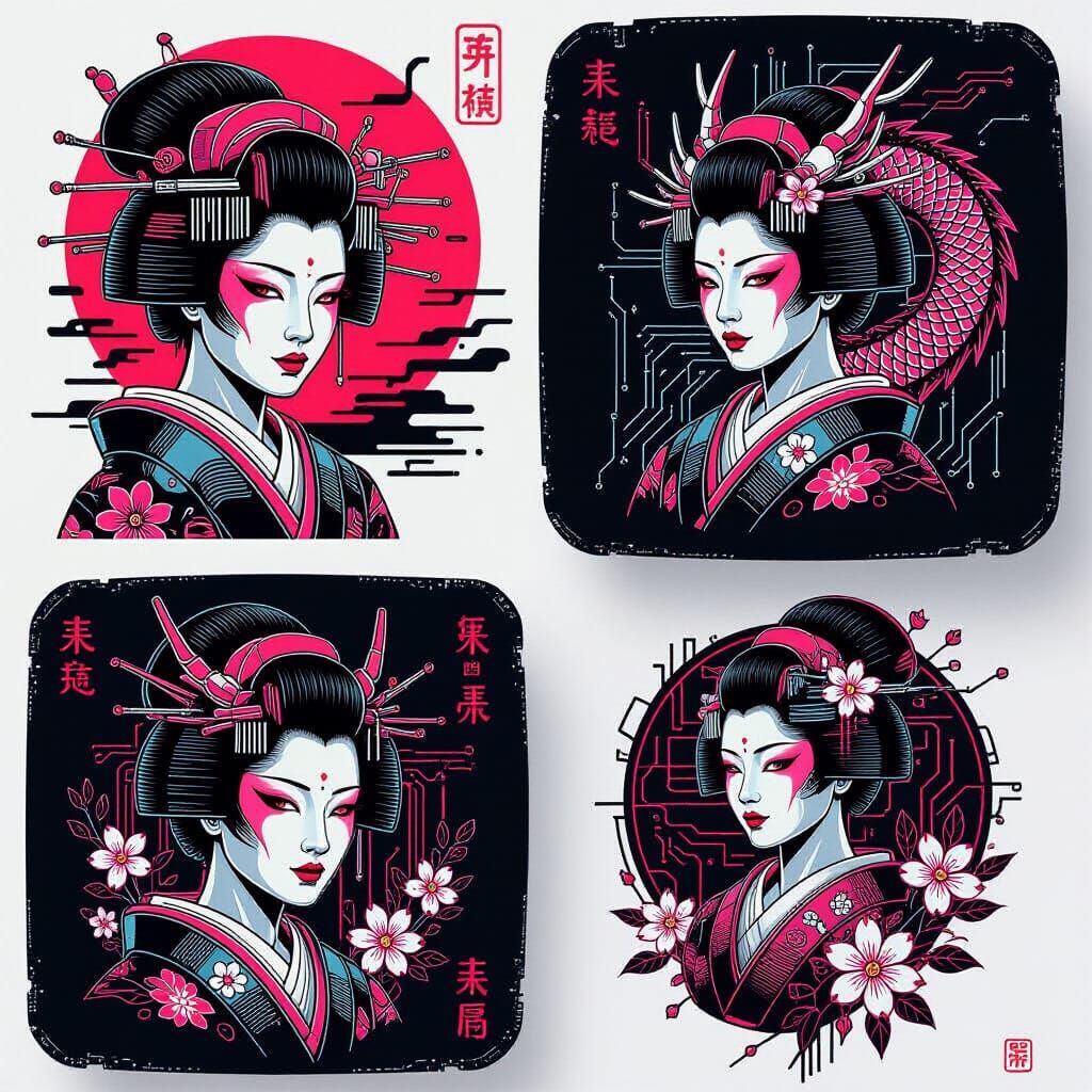 Cyberpunk Tattoo Designs: Robotic Geishas and Neon Dragons