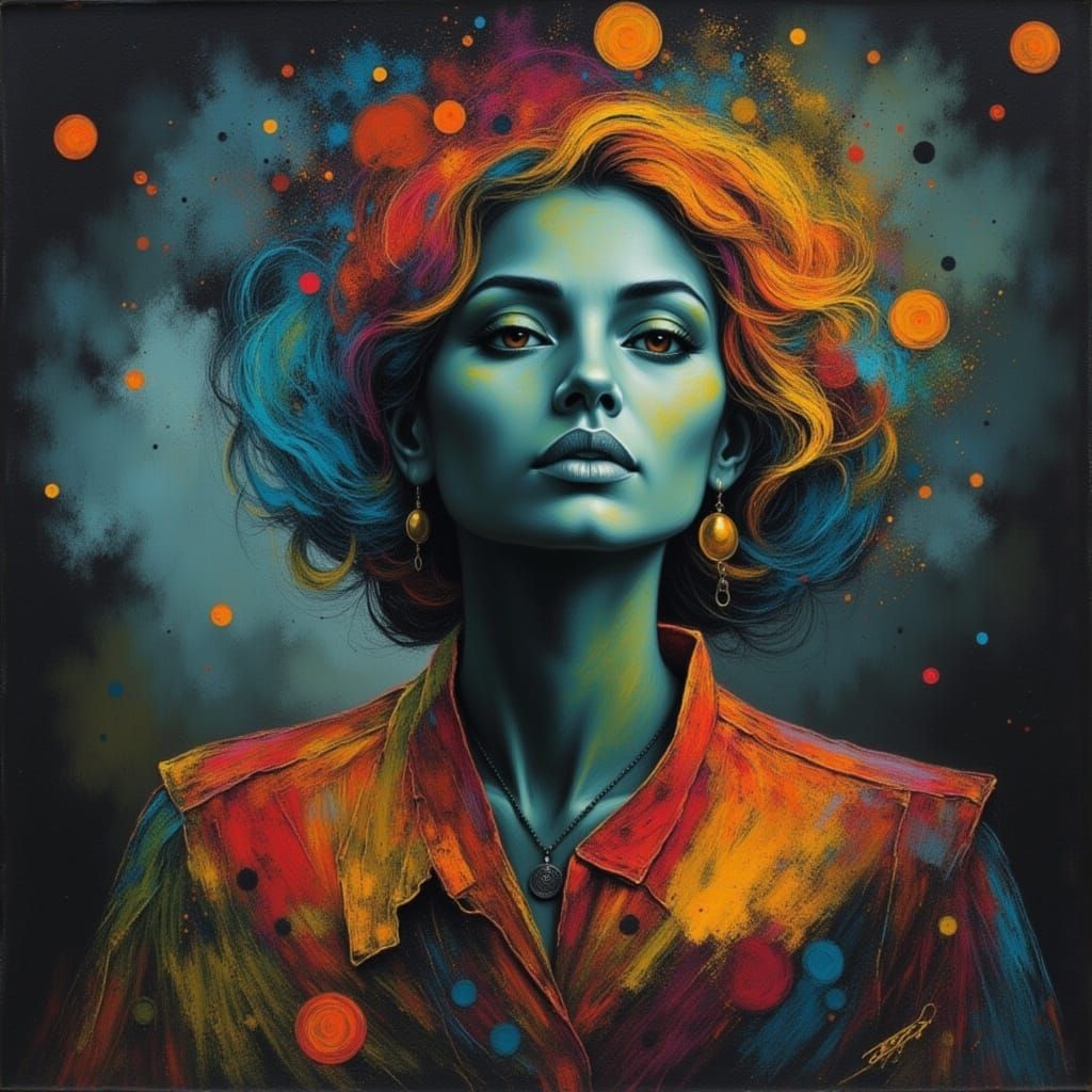 Abstract Figures in Neon Chalk Style