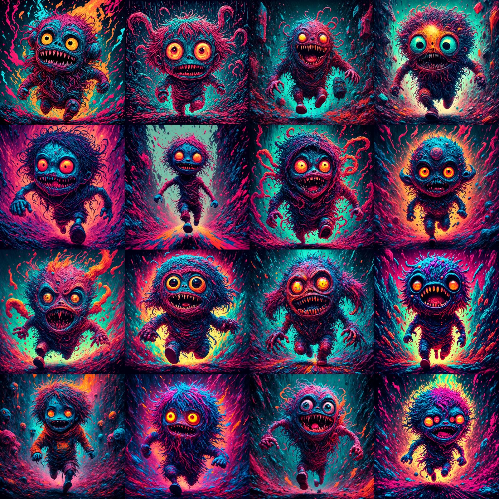 Cute Chibi Horror Monster in Surreal CGI Style