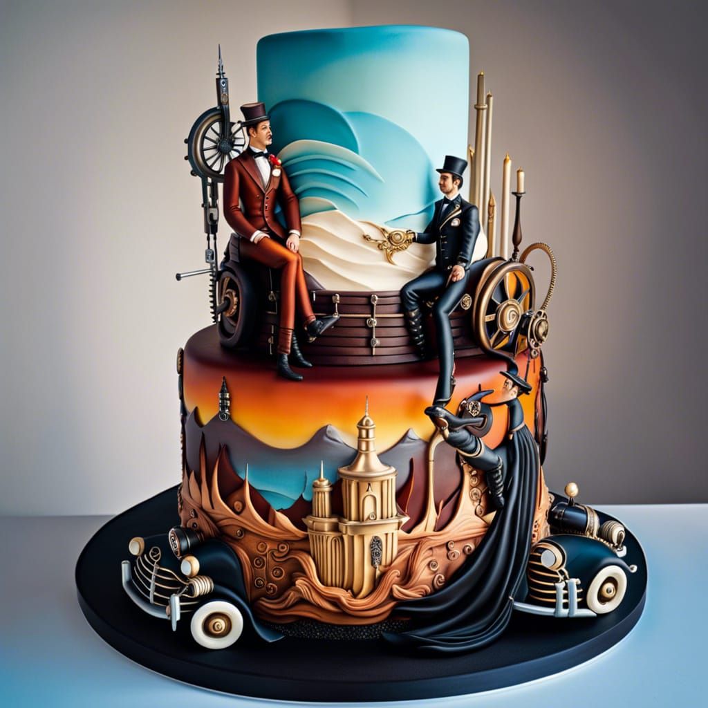 Gay wedding cake for Gothic themed party by Per.