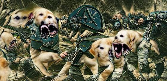 Unleashed Dogs of War: AI-Generated Image