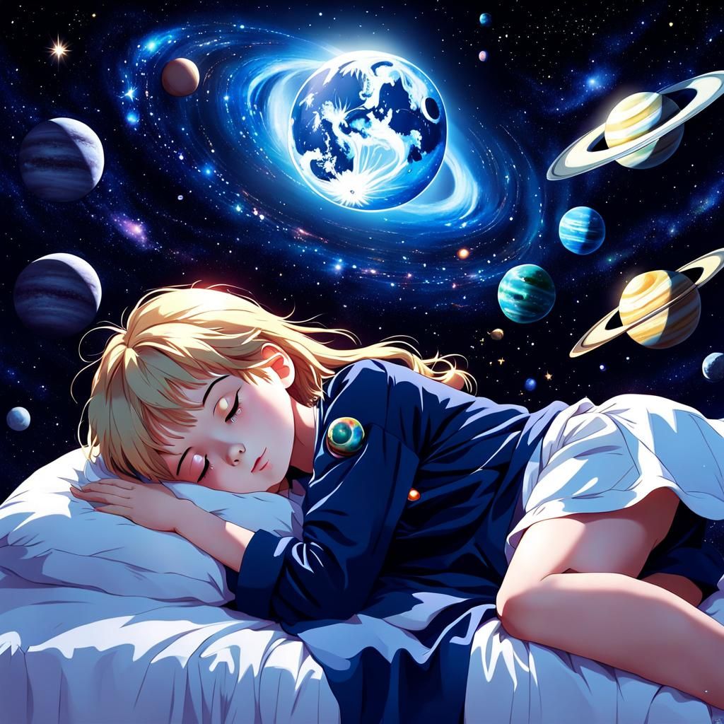 Celestial Dreamscape in a Child's Slumber