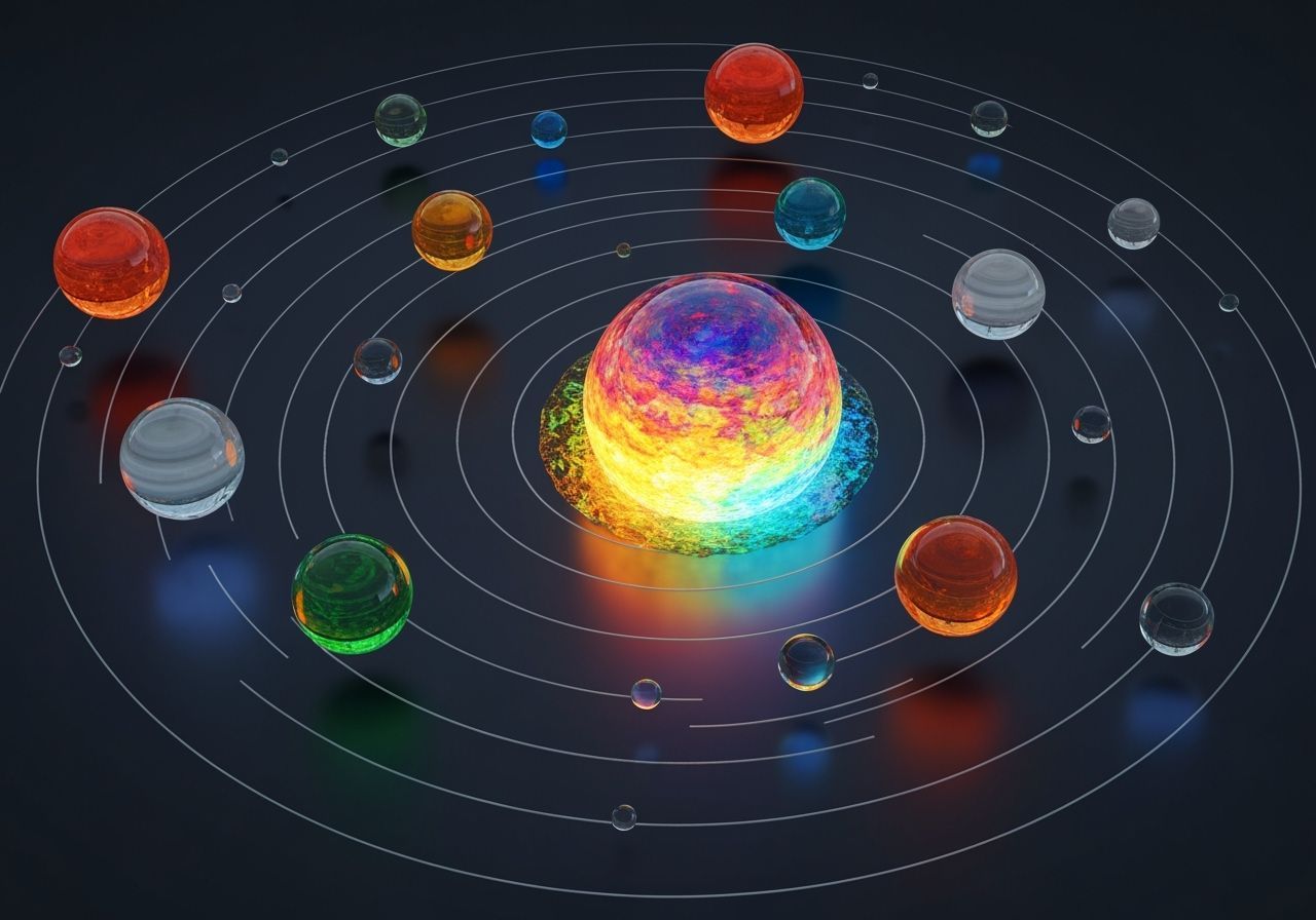Vivid Glossy Glass Solar System in 3D