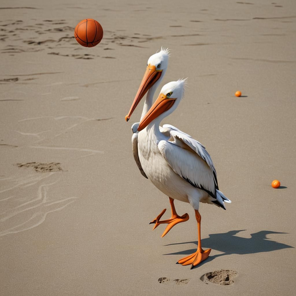 Pelican Plays Basketball: A 3D Render