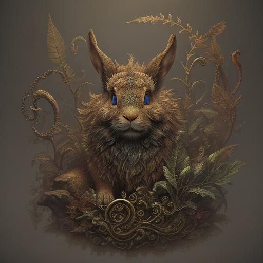 Lovecraftian Forest Rabbit: Heroic Action Painting