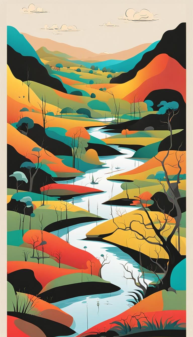 Abstract Riverscapes: Nature-Inspired Vector Art