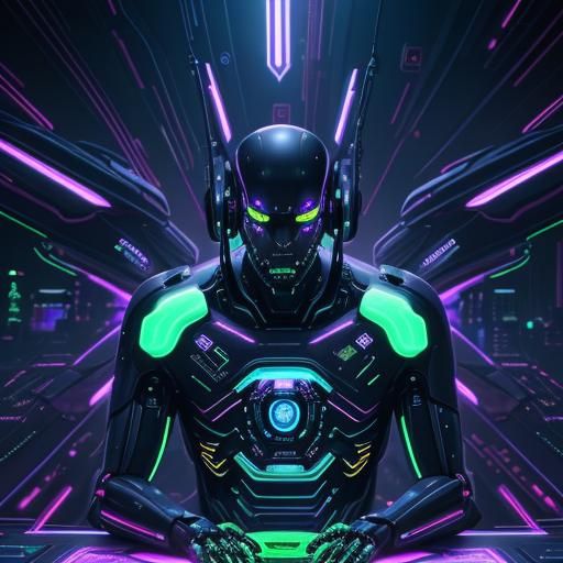 Cyberpunk Baby Robot in Neon Dreamscape