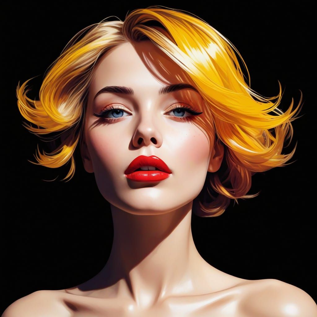 Feminine Figure in Bold Pop Art Style