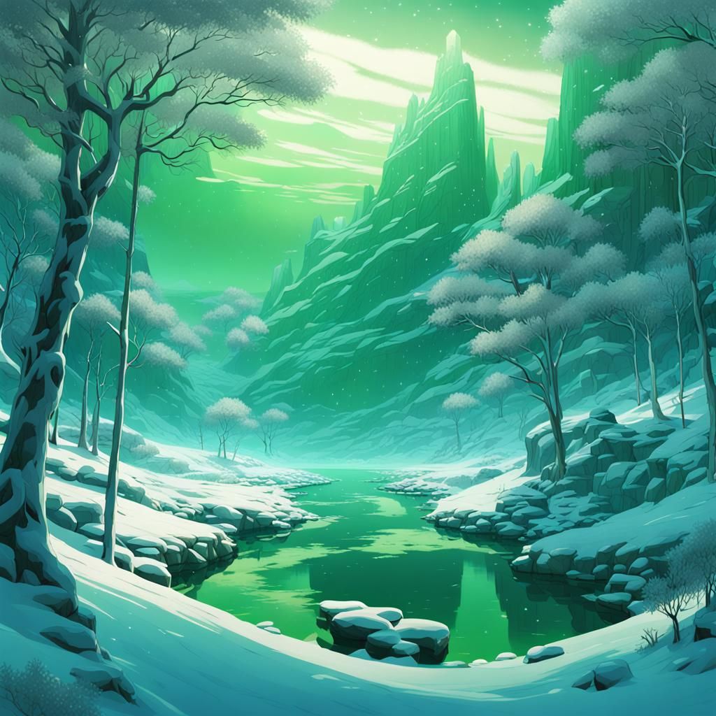 Ethereal Winter Tundra in Mystic Anime Style