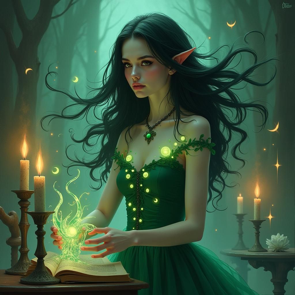 Mystical Being Manipulating Tentacles in Dark Fantasy Style