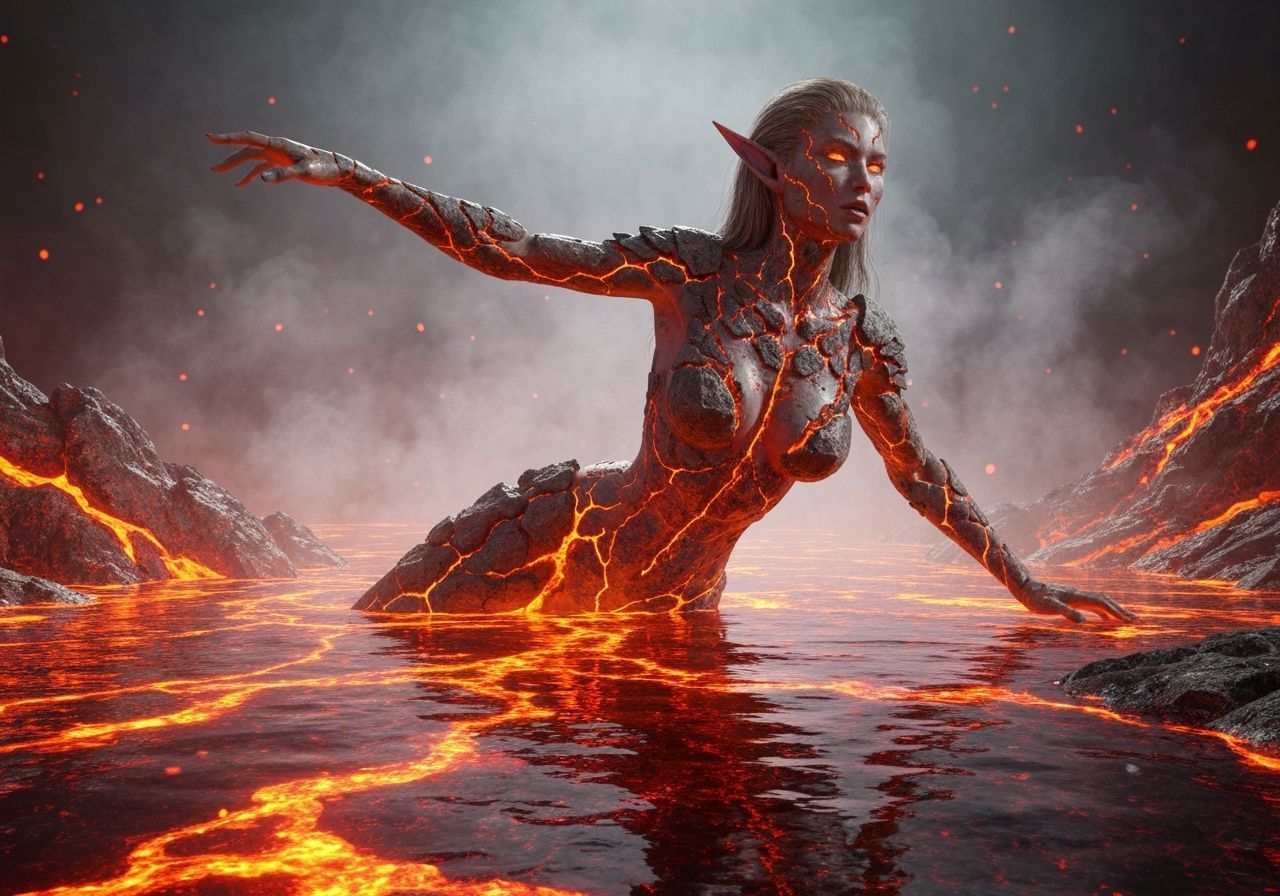 Elf Swims in Molten Lava Pool