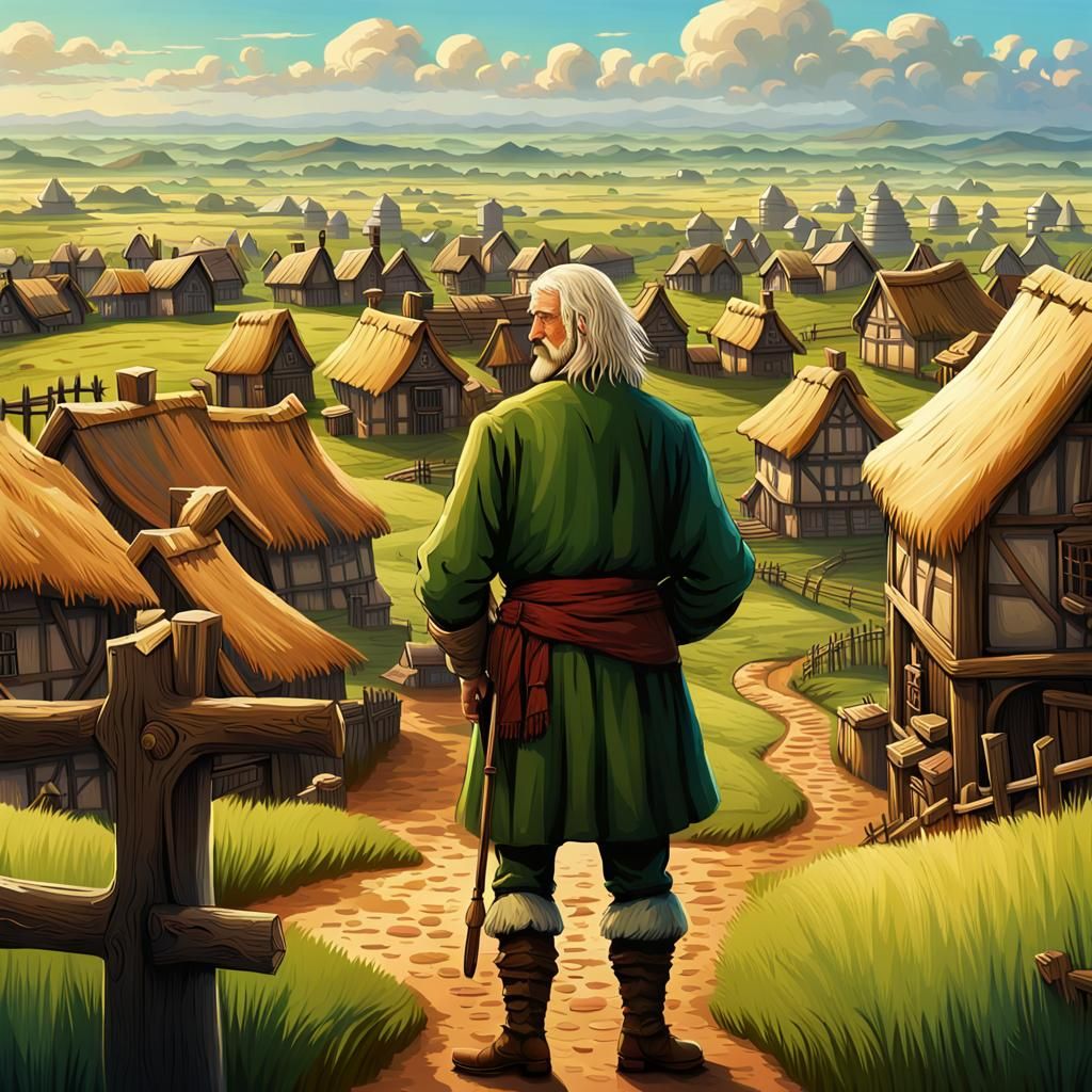 Medieval Mayor Overlooks Sprawling Village