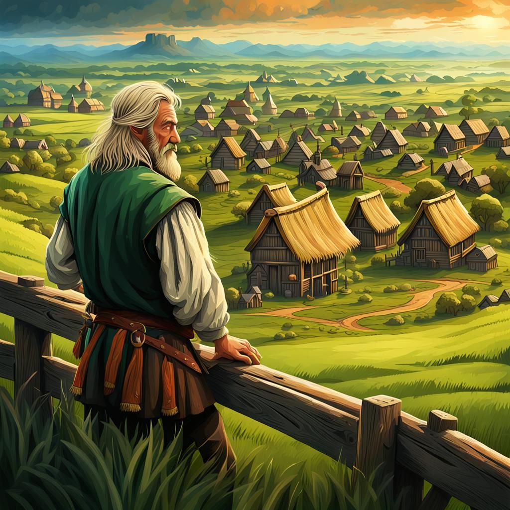 Rustic Medieval Mayor Overlooks Sprawling Village