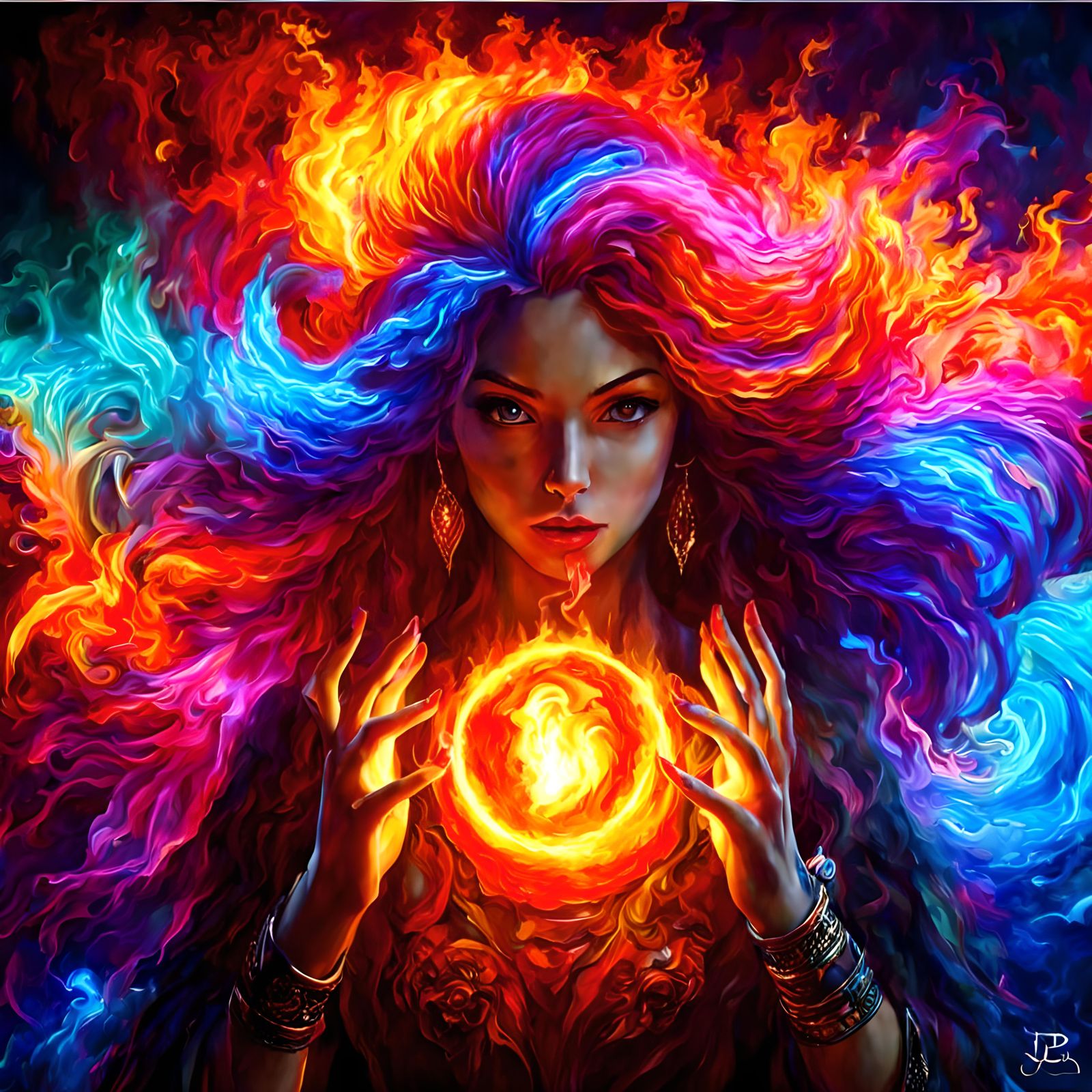 Beautiful fire soreceres, fire orb