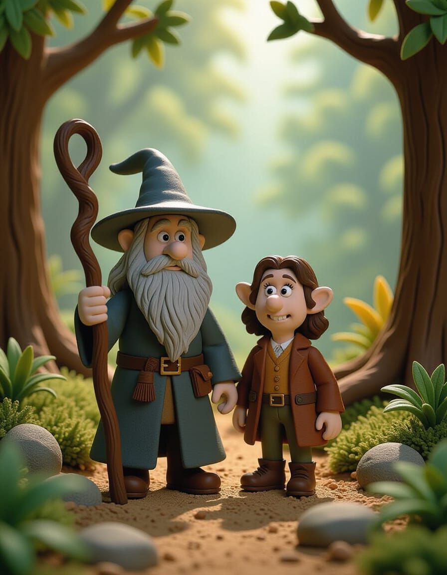 Gandalf and Bilbo in Clay Style Stop-Motion Animation