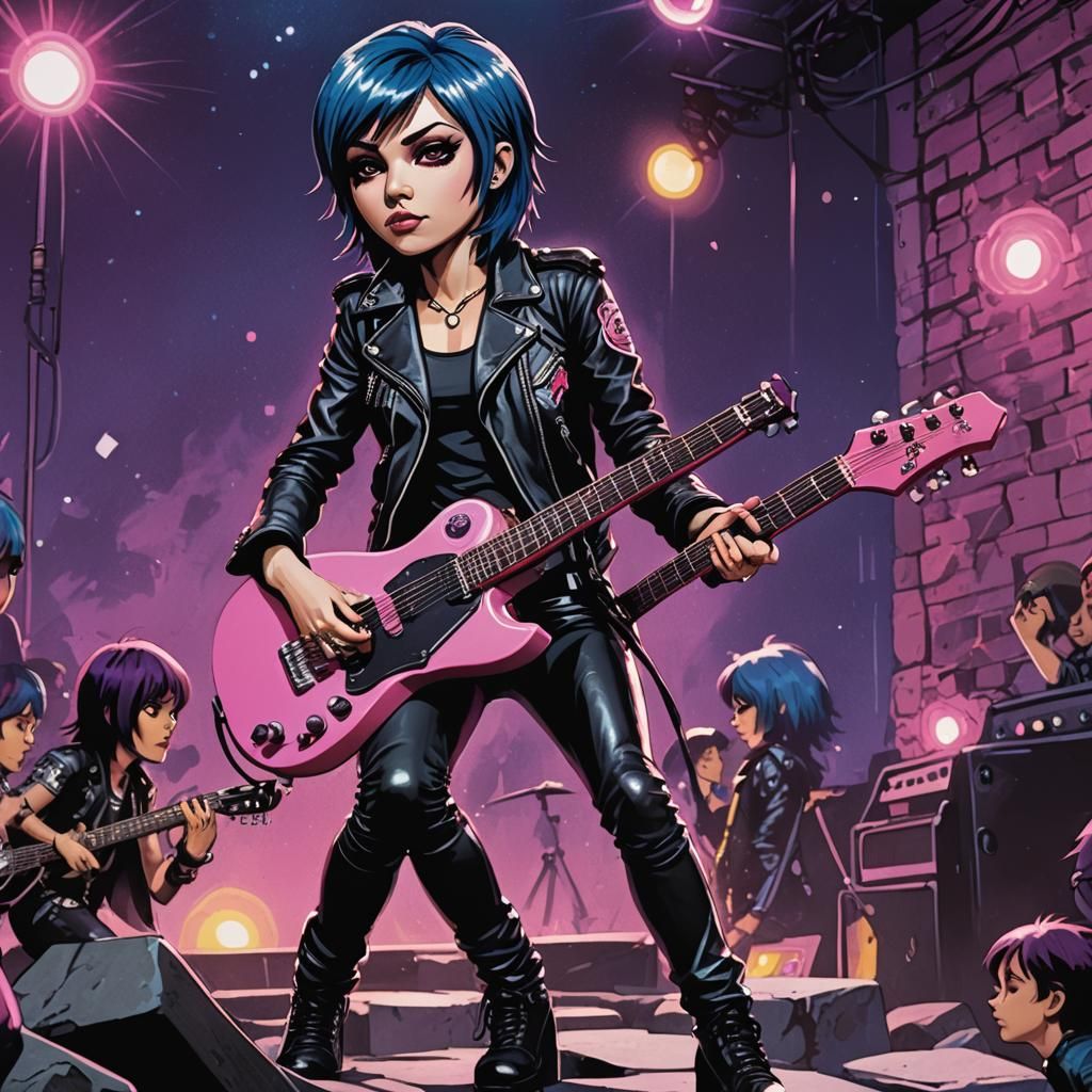Chibi Joan Jett Rocks Out in Comic Style