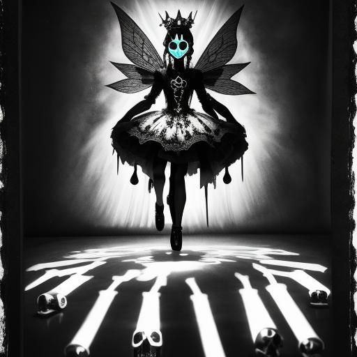 Surreal Crayon Drawing of Goth Woman