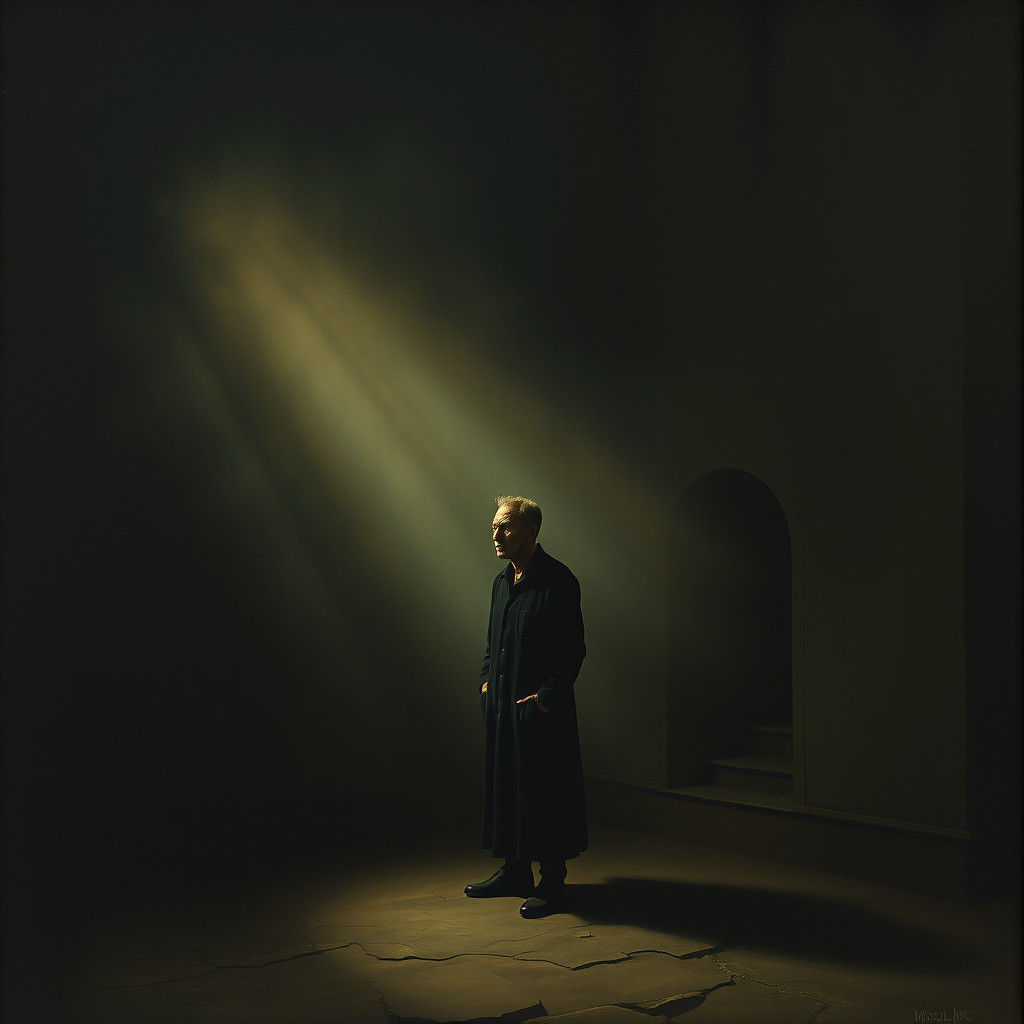 Eerie Figure in Surrealist Shadowscape