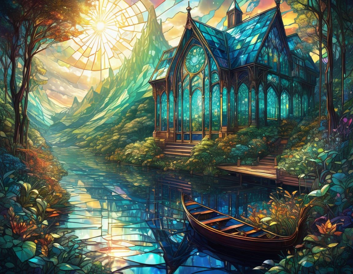 Stunning Stained Glass Art in Hyper-Realistic Digital Style