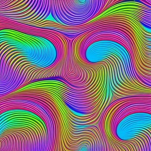 Rainbow Feather Swirls in Abstract Fractal Style