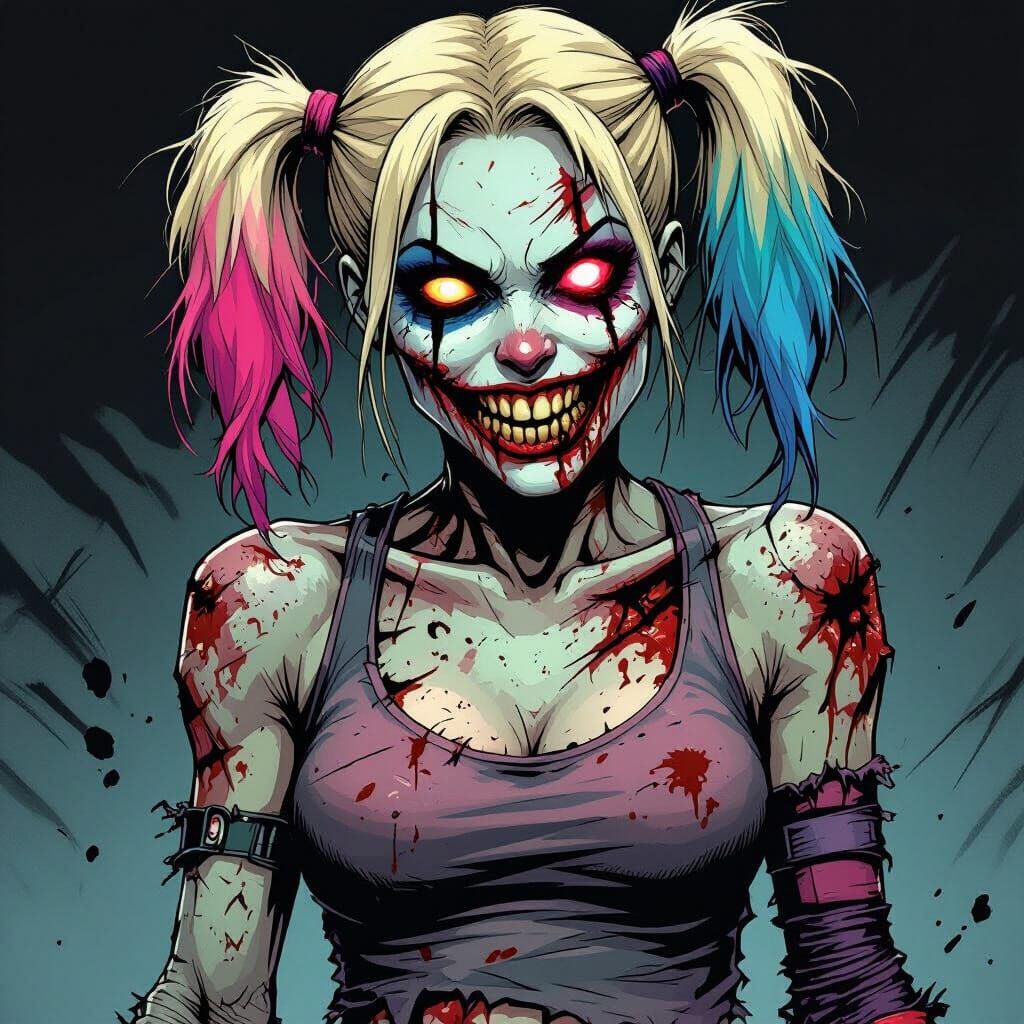 Zombie Harley Quinn in Joe Madureira Style
