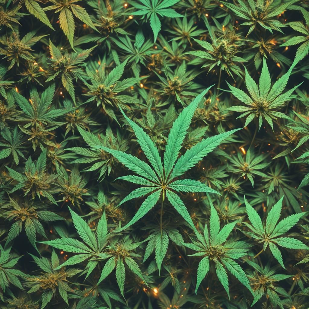 Marijuana Leaf in Holographic 3D Design