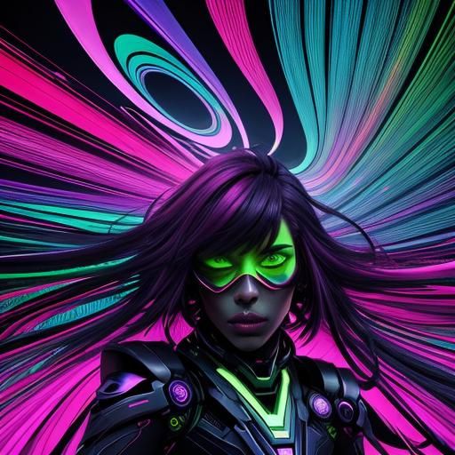 Iridescent Bubble in Green and Magenta: Digital Art