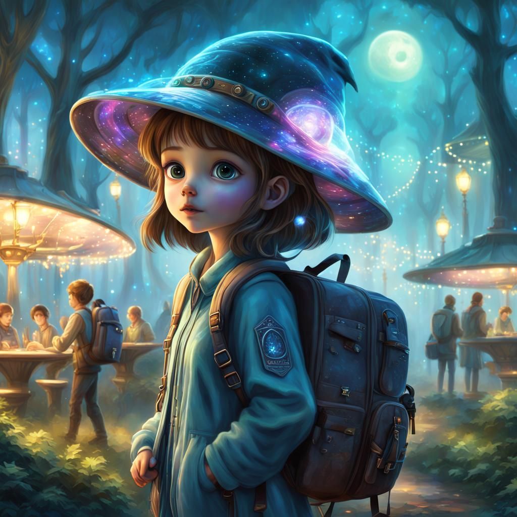 Adorable Alien Meeting in Wooded Park at Night