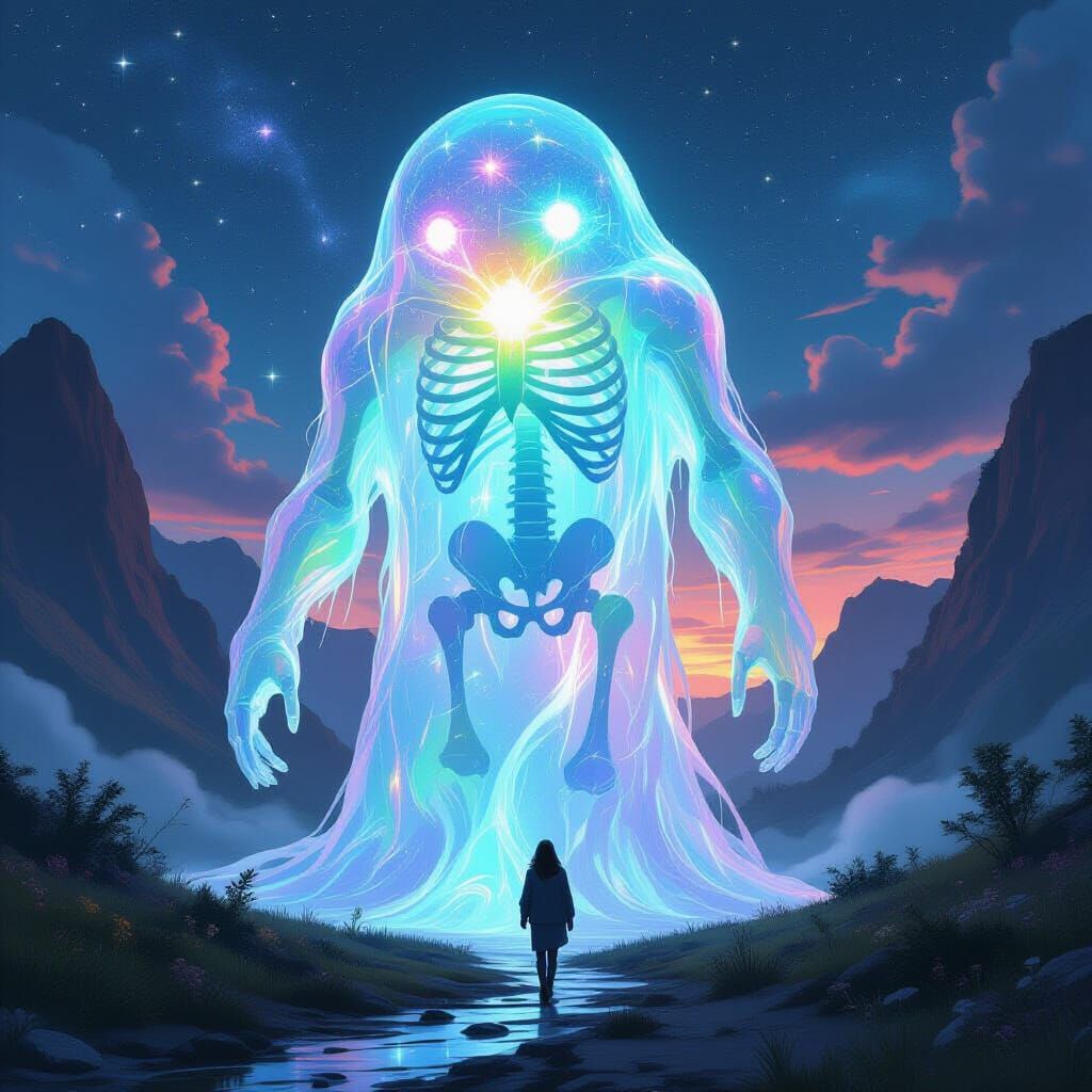 Iridescent Slime Giant in Surreal Digital Art