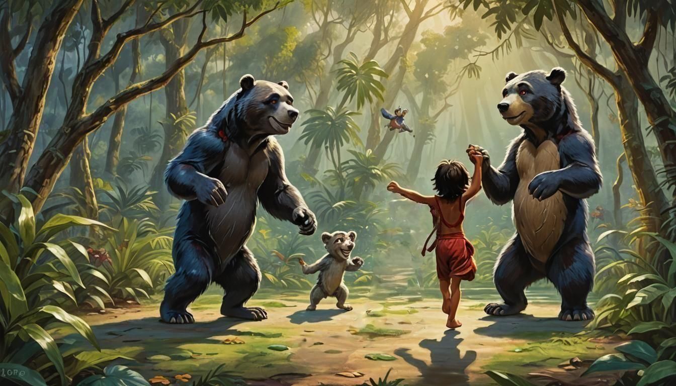 Baloo The Bear and Mowgli (Dancing With Other Animals In Jun...