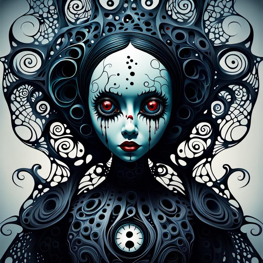 Scary Voodoo Doll in a Dark Tim Burton Style