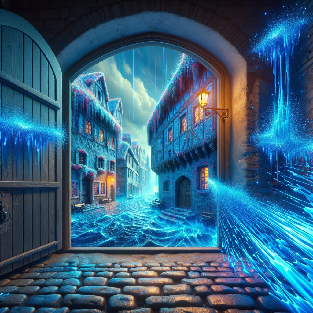 Cobblestone Street Dreamscape in Hyperreal 8k