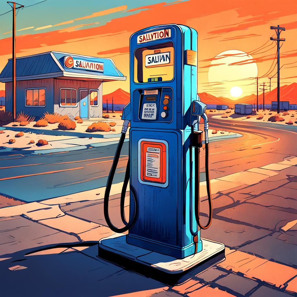 Retro-Futuristic Gas Pump Fills Up on Salvation