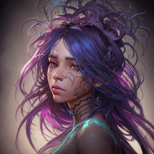 Voodoo Doll Portrait in Art Nouveau Style