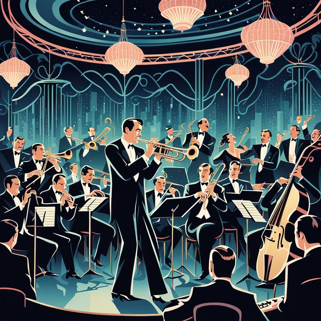 Jazz Band at Tuxedo Junction in Art Deco Style