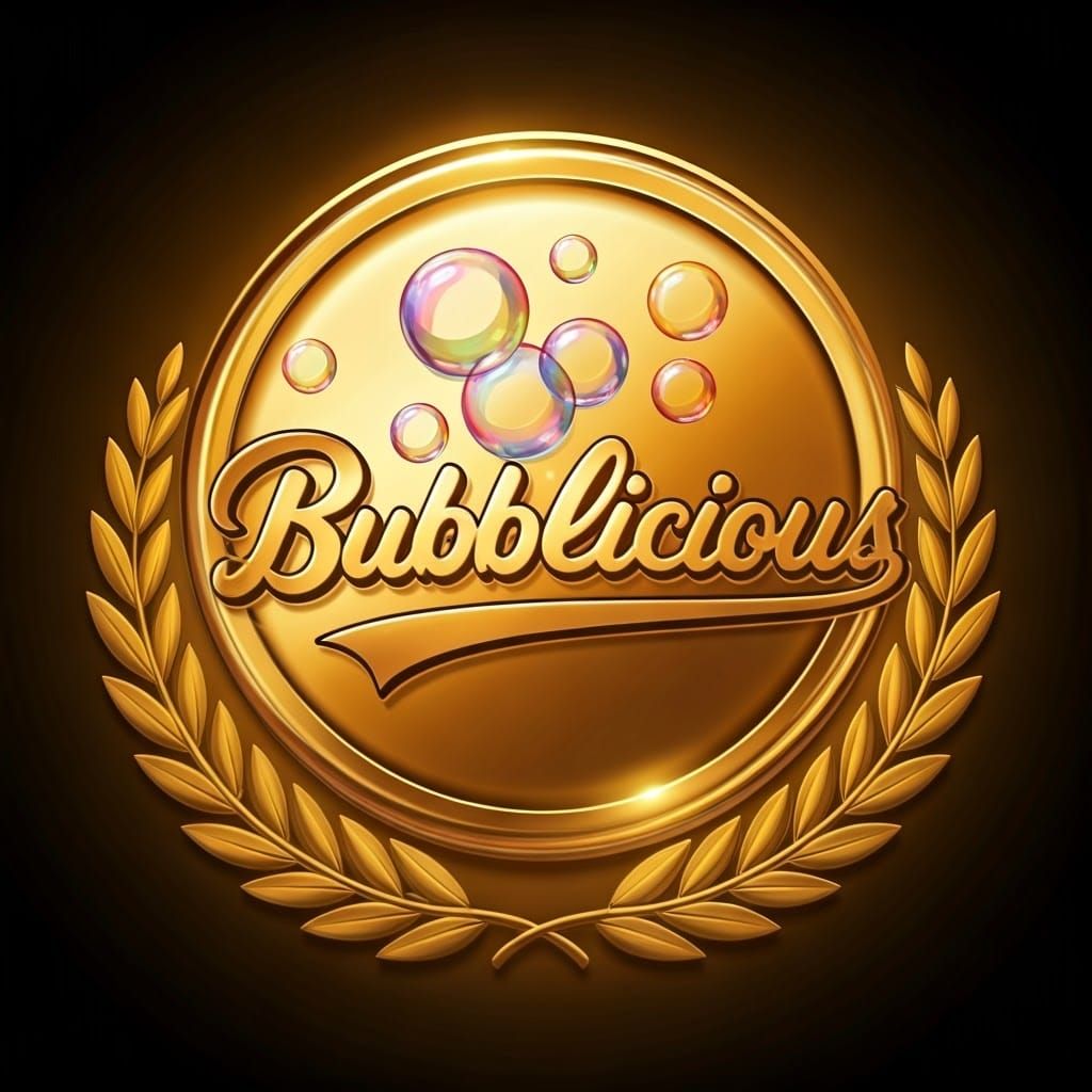 Golden Award Plaque with Bubbles in Art Deco Style
