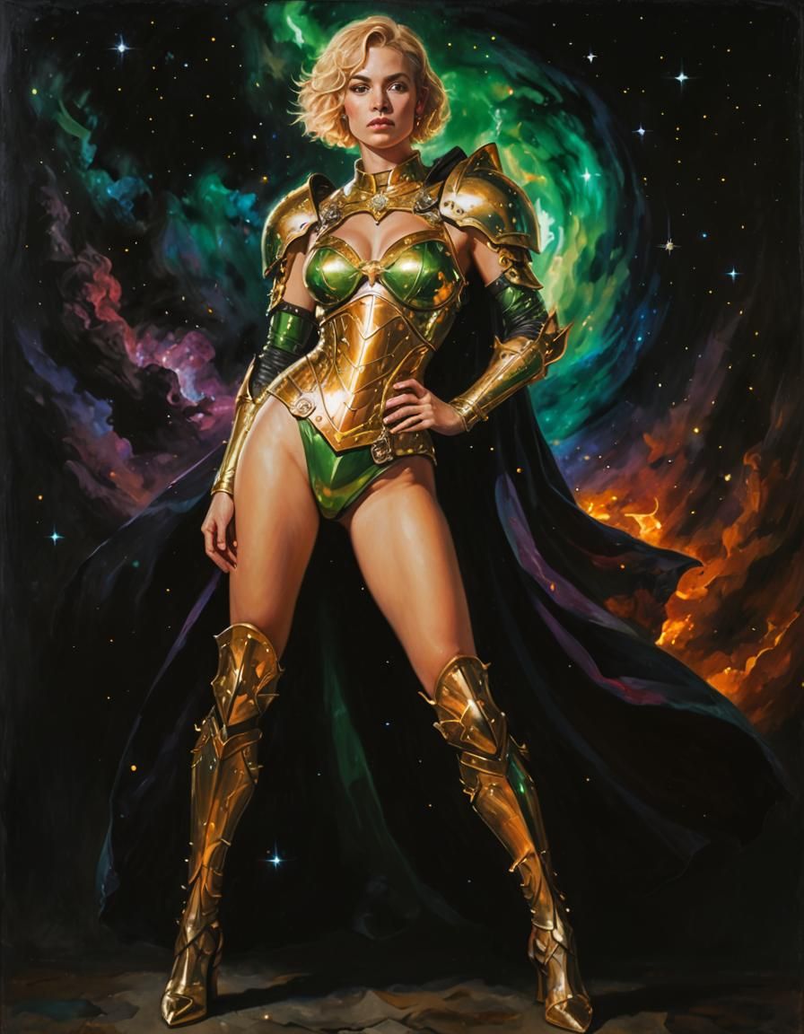 Goddess of the Cosmos in Vibrant Baroque Armor