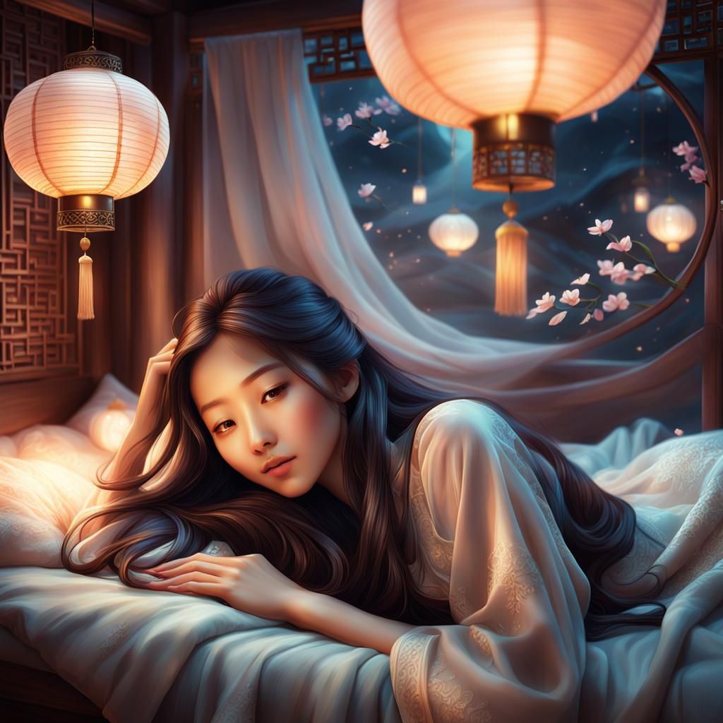 Asian Girl in Dreamlike Fantasy Art